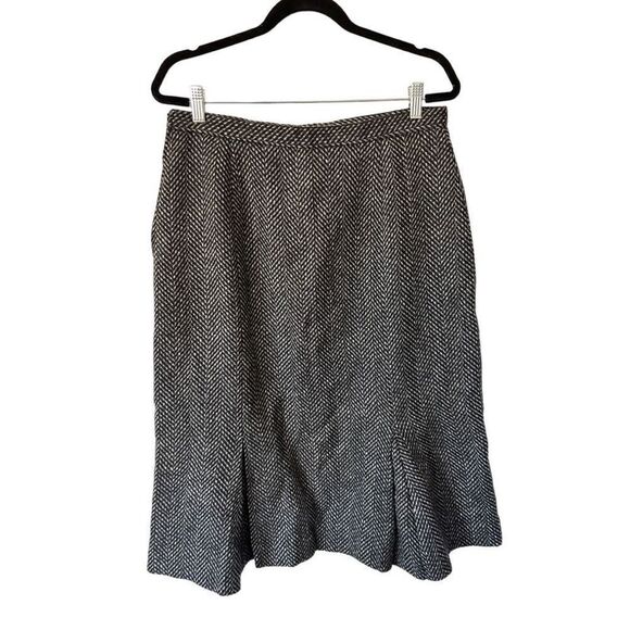 St. Michael Brown Black 100% Wool Pleated Midi Skirt Size 14/16 XL - Picture 9 of 16